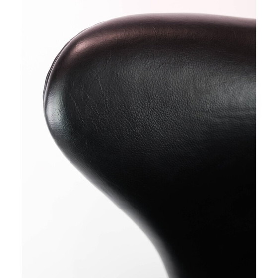 Image 1 of Vintage The Egg model 3316 zwart lederen fauteuil door Arne Jacobsen voor Fritz Hansen, 1958