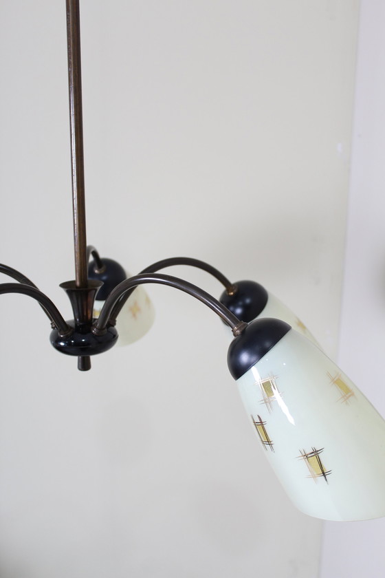 Image 1 of Vintage Kroonluchter, Plafondlamp, 5-Armig - Jaren '50