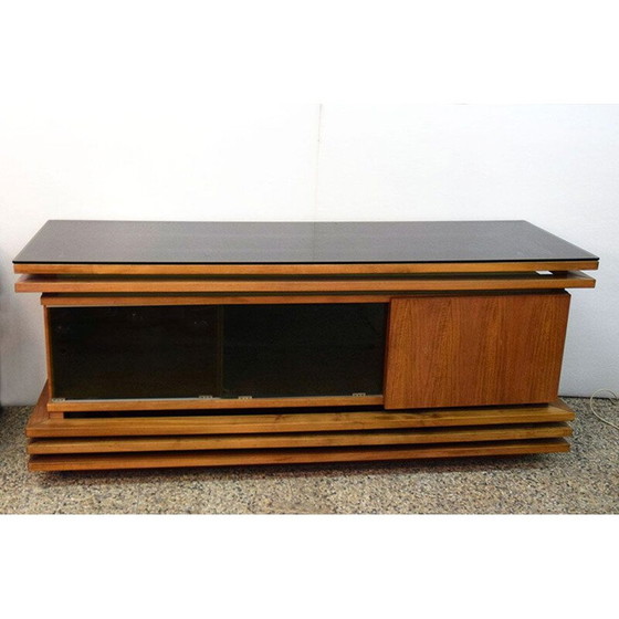 Image 1 of Vintage highboard in walnoot en glas 1970