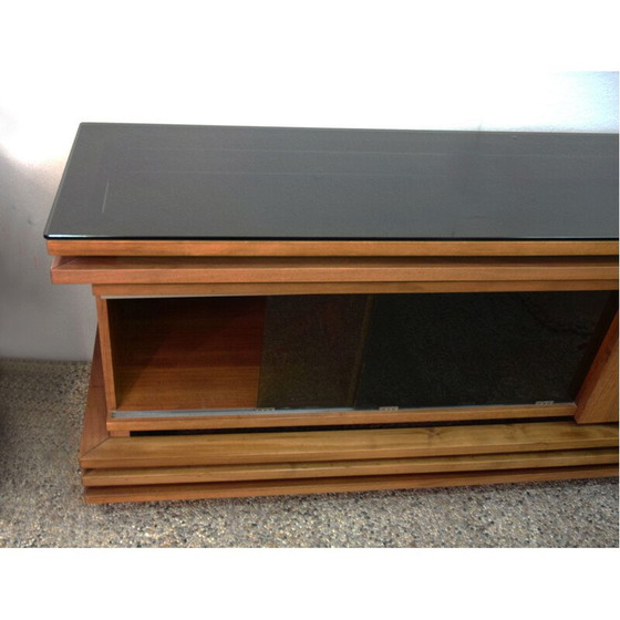 Image 1 of Vintage highboard in walnoot en glas 1970