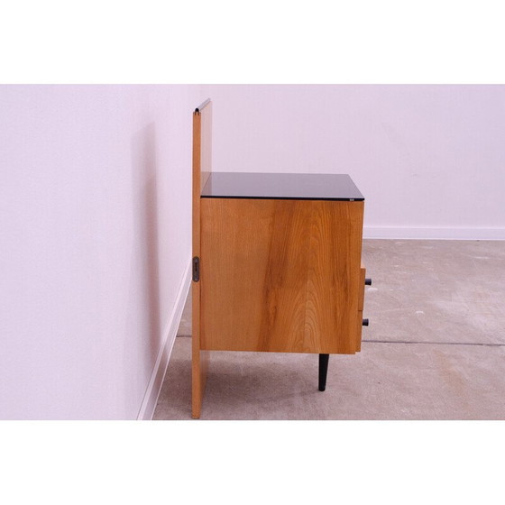 Image 1 of Vintage beukenhouten en glazen nachtkastje van Mojmír Požár voor Up Závody, Tsjecho-Slowakije 1960