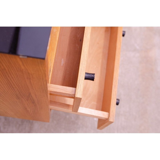 Image 1 of Vintage beukenhouten en glazen nachtkastje van Mojmír Požár voor Up Závody, Tsjecho-Slowakije 1960