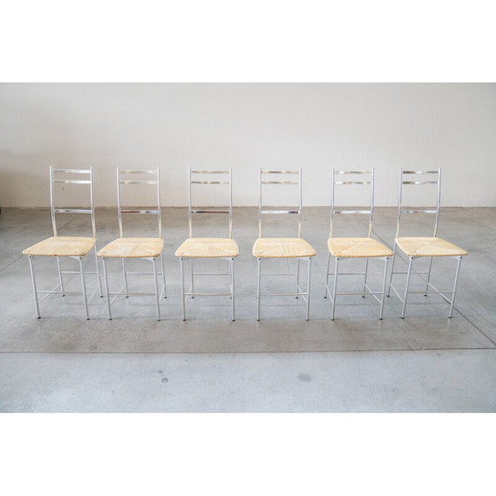 Image 1 of Lot van 6 chaises vintage Bagutta en aluminium voor Ycami, Italië 1970