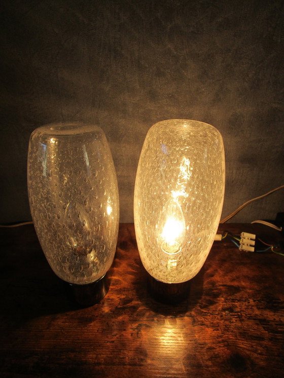 Image 1 of Set Van 2 Originele Wandlampen Originele Spijkerglas Kappen