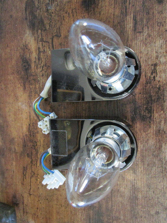 Image 1 of Set Van 2 Originele Wandlampen Originele Spijkerglas Kappen