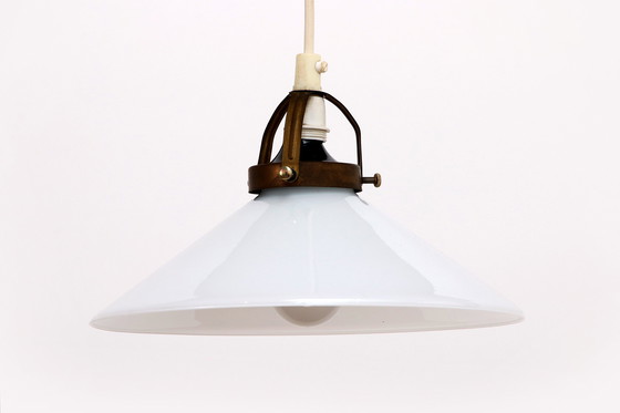 Image 1 of Vintage hanging lamp by Soholm made of white glass, 1970