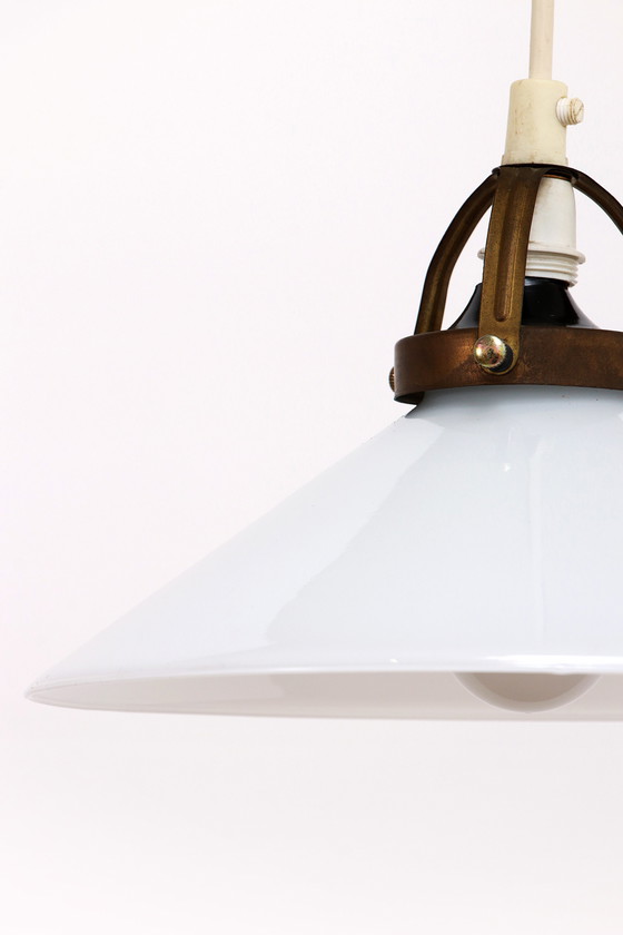 Image 1 of Vintage hanging lamp by Soholm made of white glass, 1970