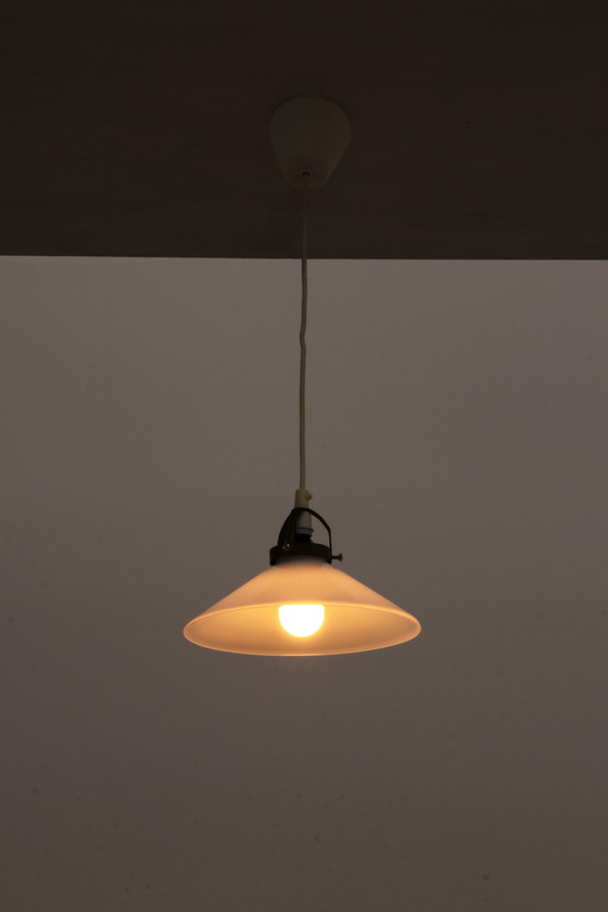 Image 1 of Vintage hanging lamp by Soholm made of white glass, 1970