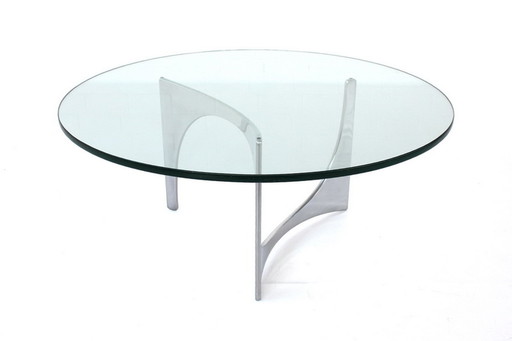 Knut Hesterberg Sculptural Form Table voor Bacher Tische, Duitsland 1971, nieuwe 19mm glasplaat