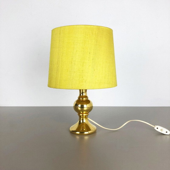 Image 1 of Vintage gele lamp van zijde en glas van Uno en Östen Kristiquil voor Luxus Vittsjö, Zweden 1970
