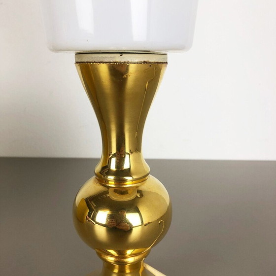Image 1 of Vintage gele lamp van zijde en glas van Uno en Östen Kristiquil voor Luxus Vittsjö, Zweden 1970