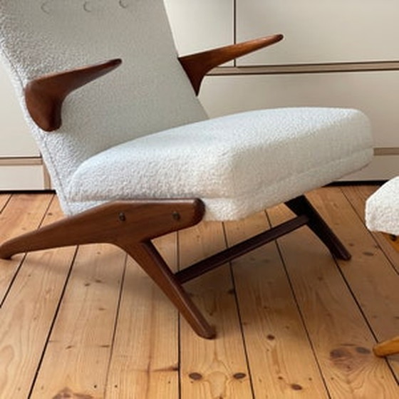 Image 1 of Noorwegen Fredrik A. Kayser 60s teak bouclé loungestoel