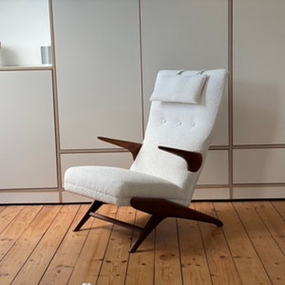 Image 1 of Noorwegen Fredrik A. Kayser 60s teak bouclé loungestoel