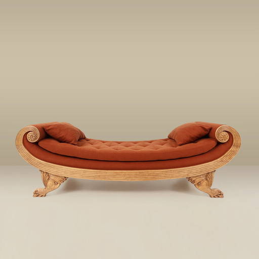 Frans handgesneden eikenhouten daybed in Empire stijl