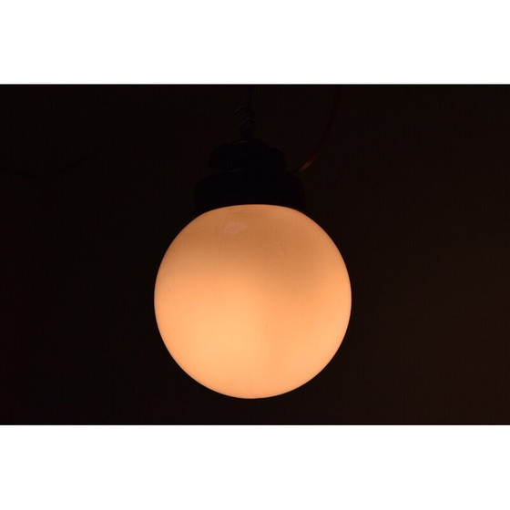Image 1 of Vintage industriële glazen hanglamp, Tsjecho-Slowakije 1950