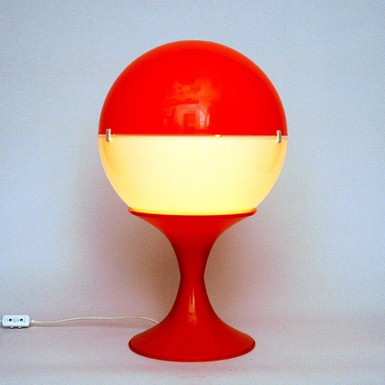 Image 1 of Vintage witte en oranje globe tafellamp, 1970