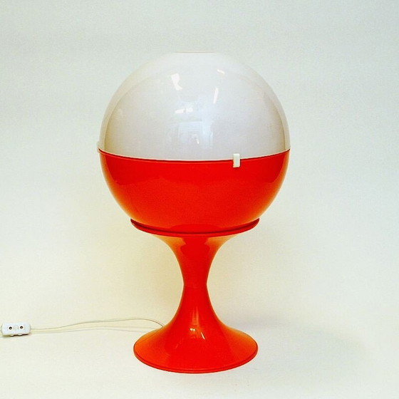 Image 1 of Vintage witte en oranje globe tafellamp, 1970