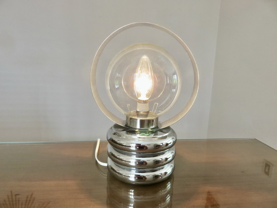 Image 1 of Lamp uit het ruimtetijdperk, chroom en glas, gemaakt in Italië 1970