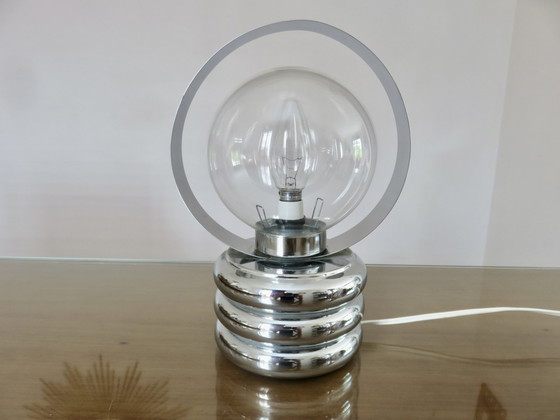 Image 1 of Lamp uit het ruimtetijdperk, chroom en glas, gemaakt in Italië 1970