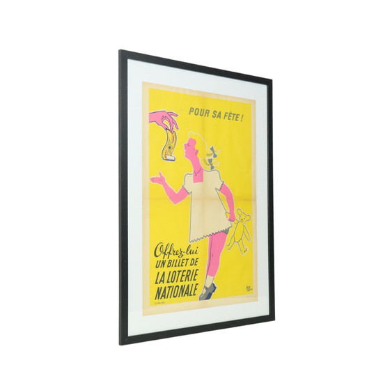 Image 1 of Ingelijste Reclame Poster Loterie Fifties 