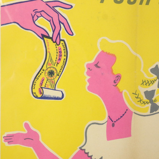 Image 1 of Ingelijste Reclame Poster Loterie Fifties 