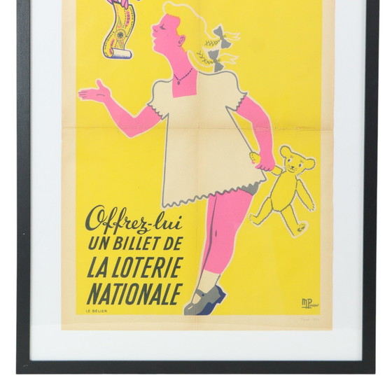 Image 1 of Ingelijste Reclame Poster Loterie Fifties 