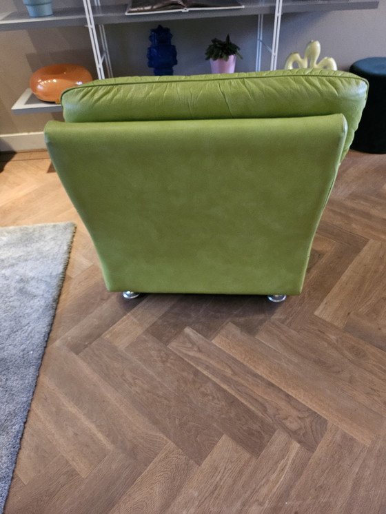 Image 1 of Vintage Jaren 60 Lederen Fauteuil / Groen