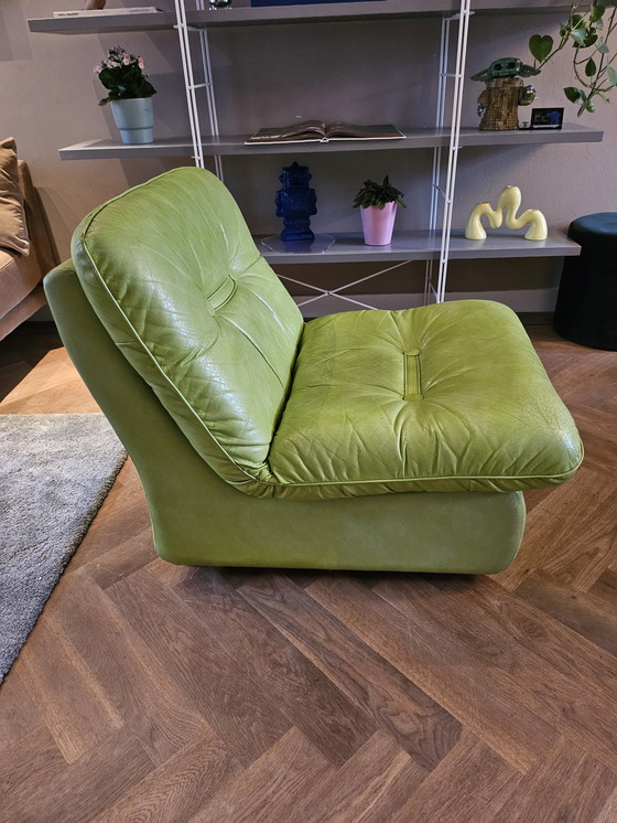 Image 1 of Vintage Jaren 60 Lederen Fauteuil / Groen