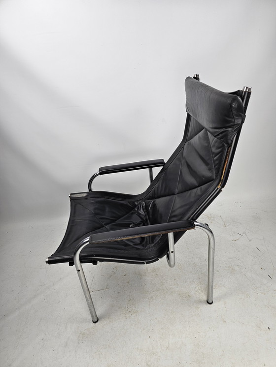 Image 1 of Strässle model HE1106 fauteuil met hocker / voetenbankje