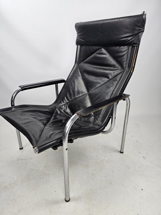 Image 1 of Strässle model HE1106 fauteuil met hocker / voetenbankje