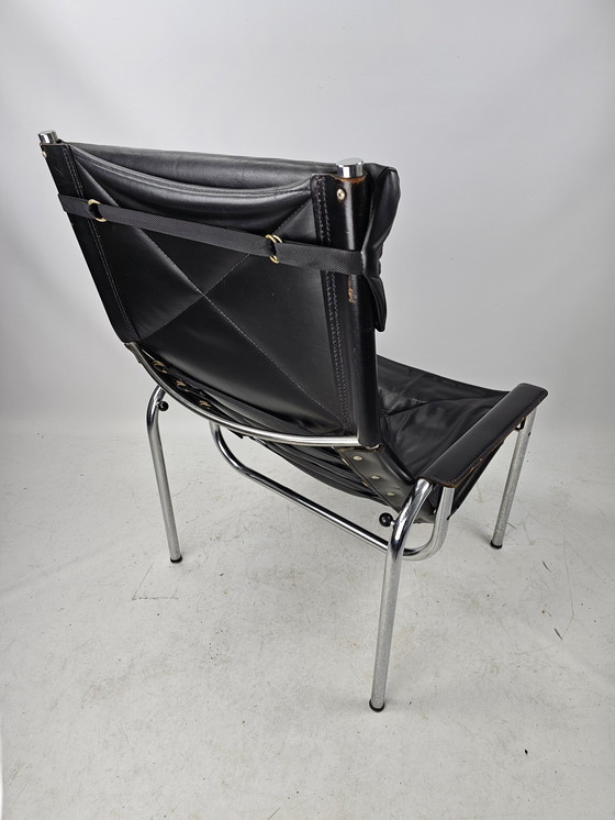 Image 1 of Strässle model HE1106 fauteuil met hocker / voetenbankje