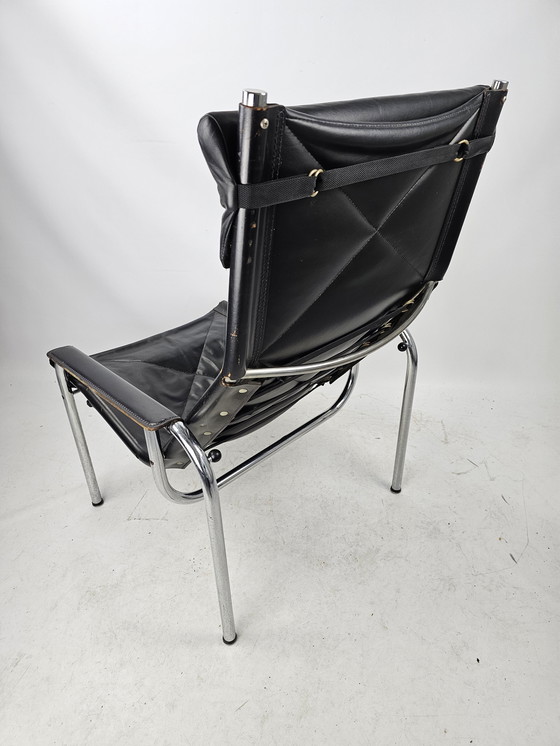 Image 1 of Strässle model HE1106 fauteuil met hocker / voetenbankje