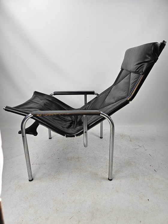 Image 1 of Strässle model HE1106 fauteuil met hocker / voetenbankje