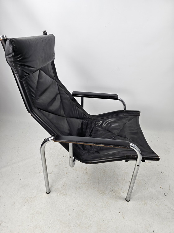 Image 1 of Strässle model HE1106 fauteuil met hocker / voetenbankje