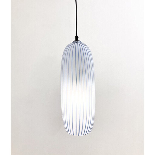 Vintage blauw glazen hanglamp, Italië 1960