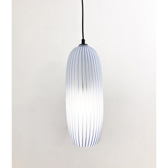 Image 1 of Vintage blauw glazen hanglamp, Italië 1960