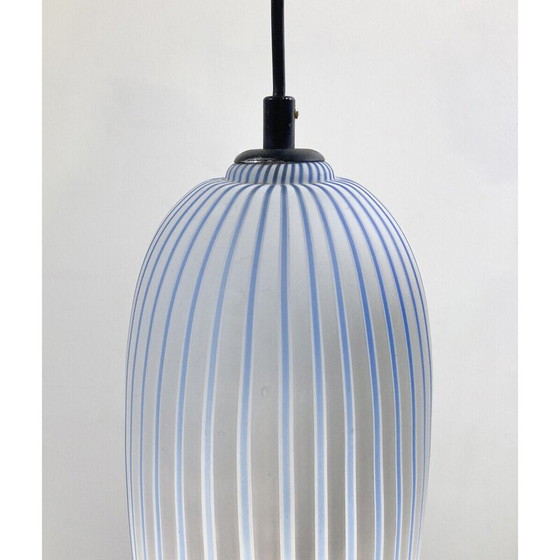 Image 1 of Vintage blauw glazen hanglamp, Italië 1960