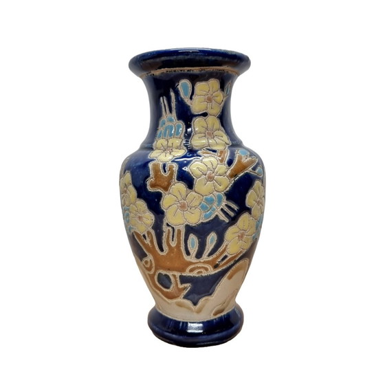Image 1 of Vintage Franse Keramieken Kobalt Blauwe Vaas
