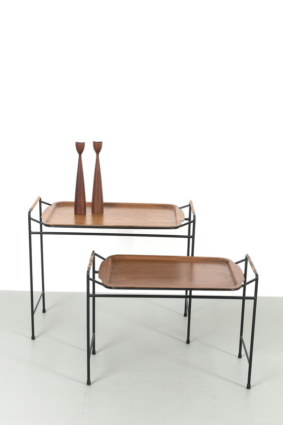 Image 1 of 2x vintage bijzettafeltjes