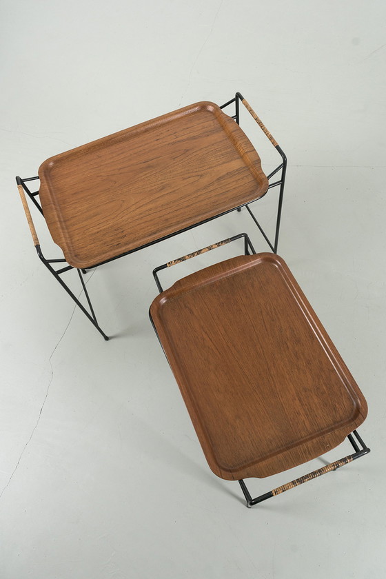 Image 1 of 2x vintage bijzettafeltjes