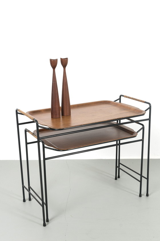 Image 1 of 2x vintage bijzettafeltjes