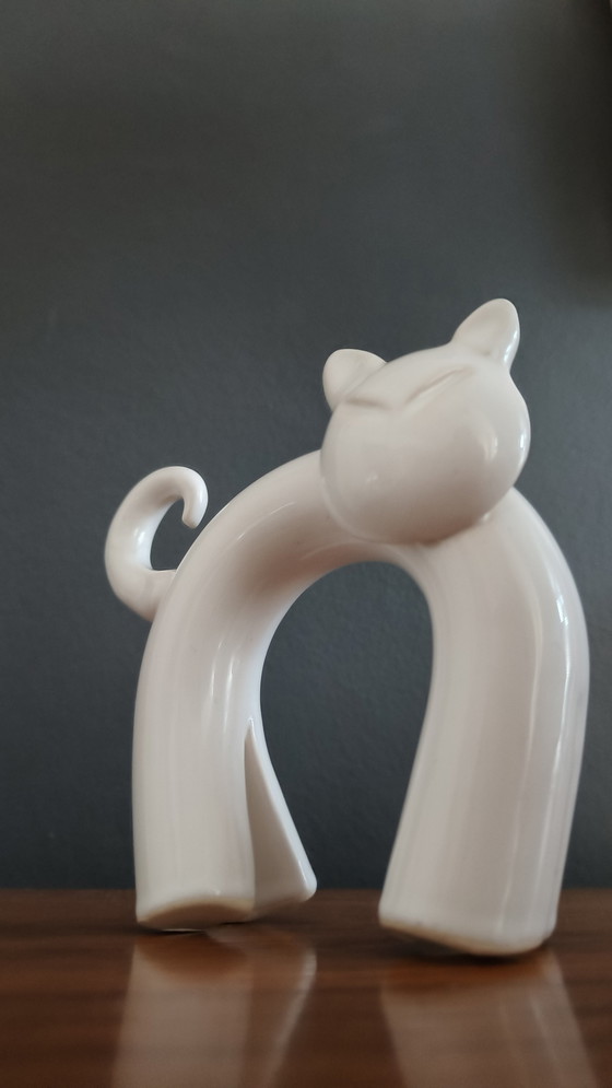 Image 1 of Peter Selhorst Poterie Kat Wit Porcelein