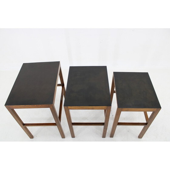 Image 1 of Vintage beukenhouten nesttafels door J. Halabala, Tsjecho-Slowakije 1930
