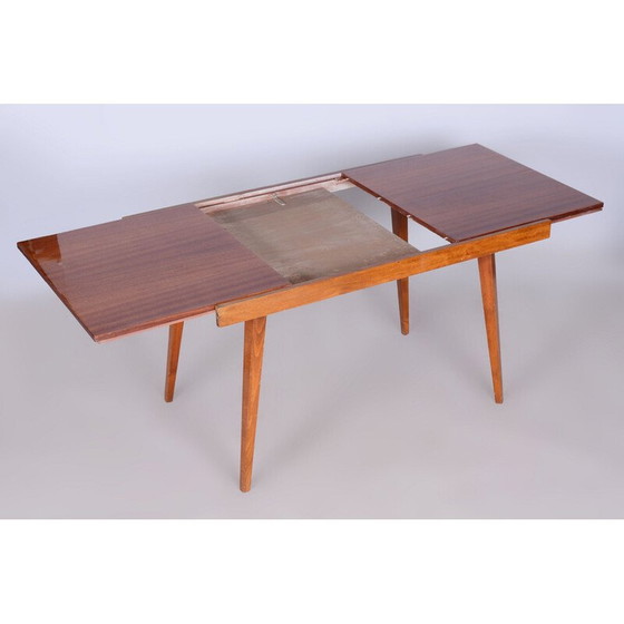 Image 1 of Vintage opvouwbare eettafel in beukenhout en mahoniefineer, Tsjecho-Slowakije 1960