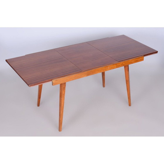 Image 1 of Vintage opvouwbare eettafel in beukenhout en mahoniefineer, Tsjecho-Slowakije 1960