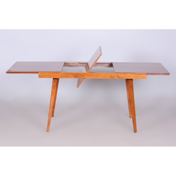 Image 1 of Vintage opvouwbare eettafel in beukenhout en mahoniefineer, Tsjecho-Slowakije 1960