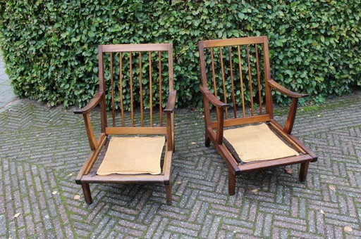 2x Vintage Rookstoel Mid Century Deens Design Struik & Radstaak