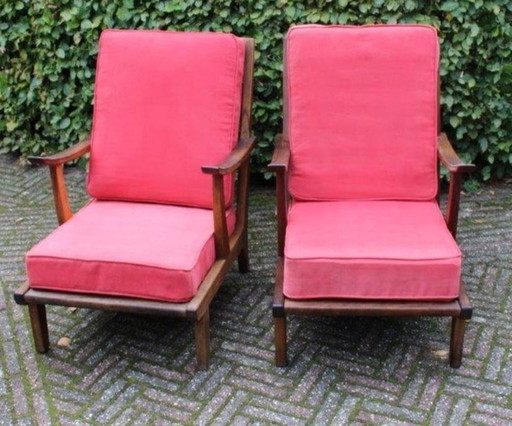 2x Vintage Rookstoel Mid Century Deens Design Struik & Radstaak