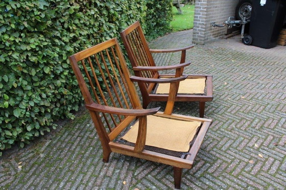 Image 1 of 2x Vintage Rookstoel Mid Century Deens Design Struik & Radstaak