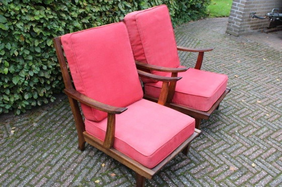 Image 1 of 2x Vintage Rookstoel Mid Century Deens Design Struik & Radstaak